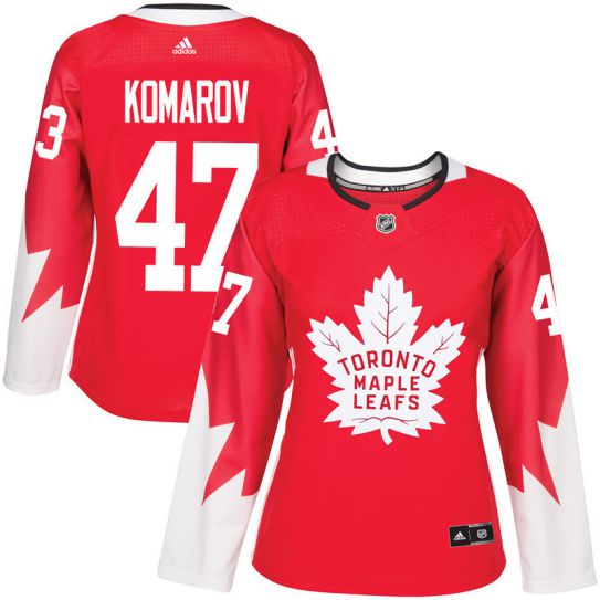 2017 NHL Toronto Maple Leafs women 47 Leo Komarov red jersey